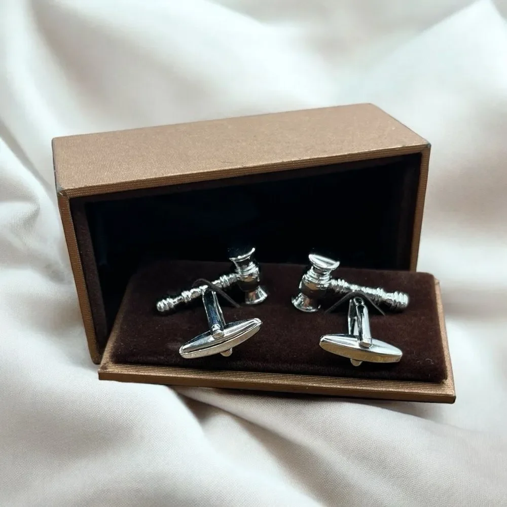 SILVER GAVEL CUFF LINKS - NEW IN BOX